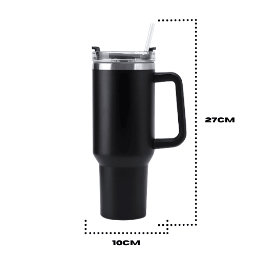 Copo Térmico Grande 1200ML Com Canudo Cor preto