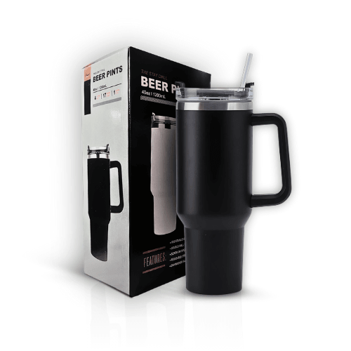 Copo Térmico Grande 1200ML Com Canudo Cor preto